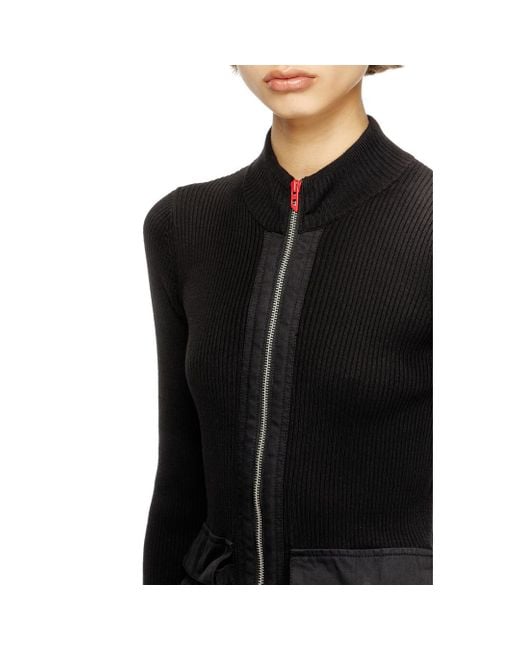 DIESEL Black Ribbed Dress With Cargo Pockets