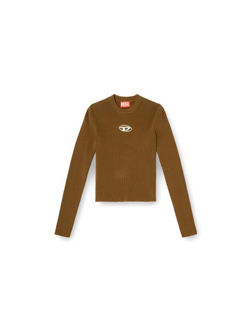 DIESEL Multicolor Rib-Knit Viscose-Blend Top With Oval D