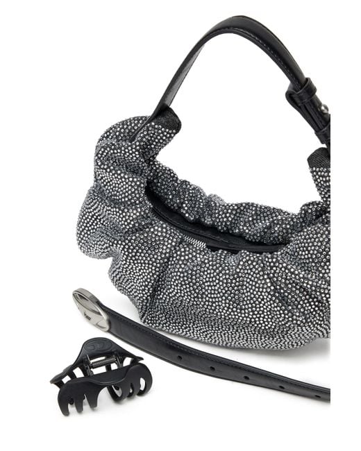 DIESEL Red Grab-d S-small Scrunched Hobo Bag In Crystal Denim