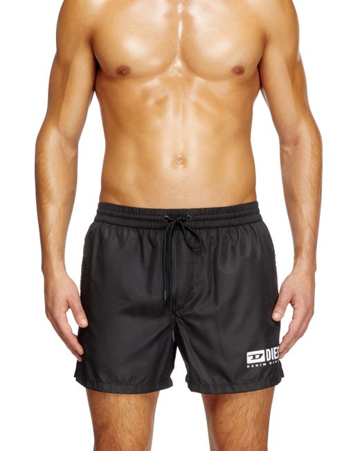 DIESEL Blue Mid-Length Swim Shorts With Logo Print for men