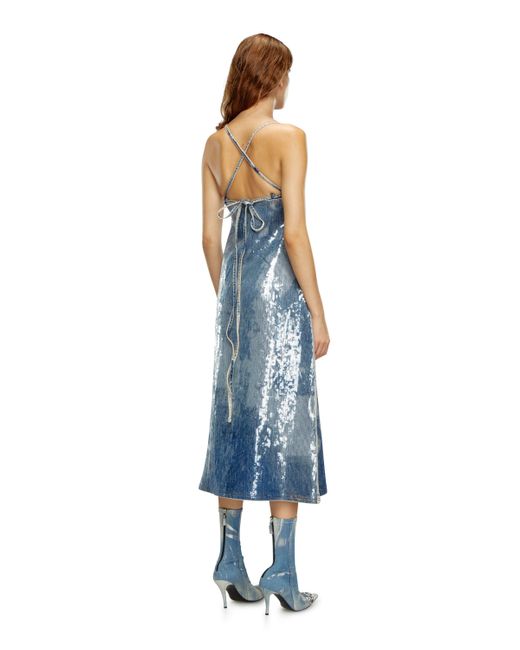 Abito corto in denim con paillette di DIESEL in Blue