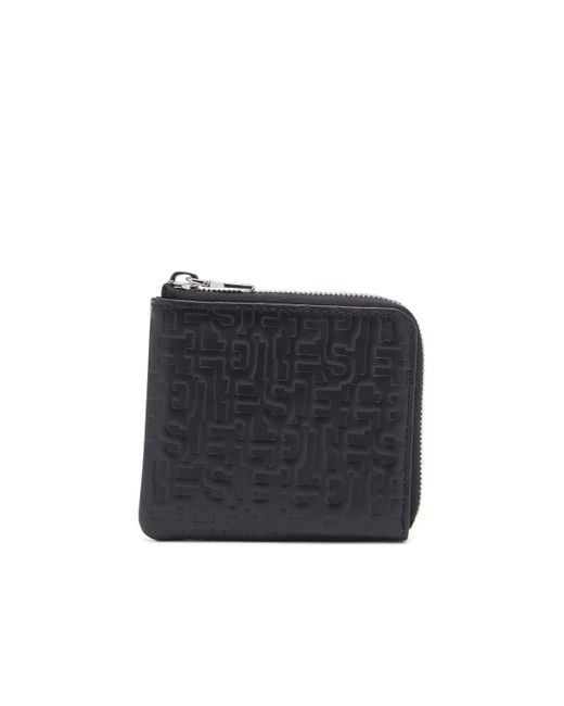 DIESEL Black Zip Wallet In Monogram Leather for men