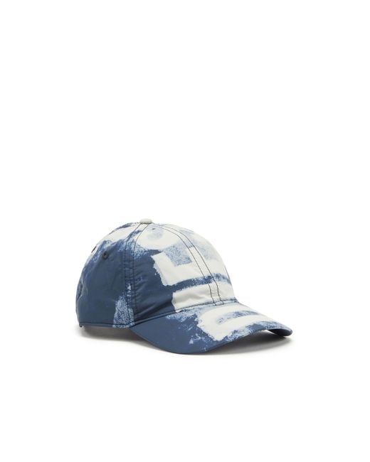 DIESEL Blue Nylon Baseball Cap With Super Logo for men