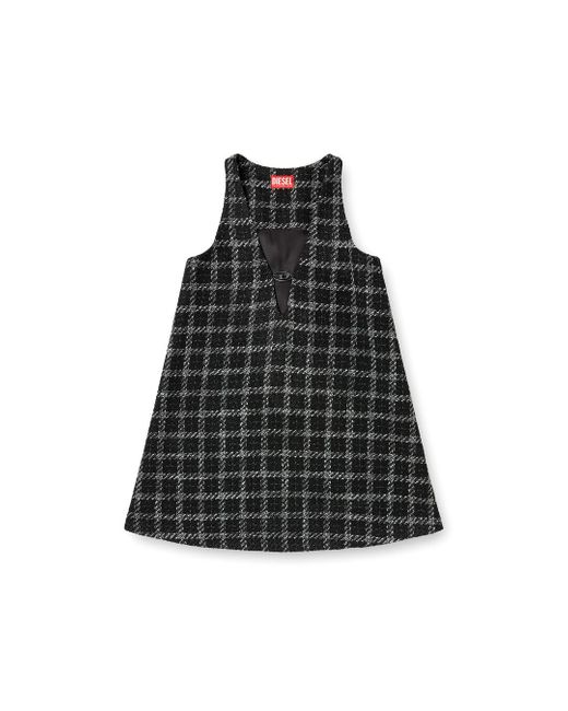 DIESEL Black Bouclé Dress With Checked Pattern