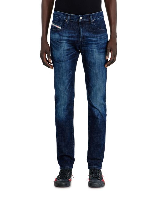 DIESEL Blue Slim Jeans Regular Waist 2019 D-Strukt, Dark, Zip Fly for men