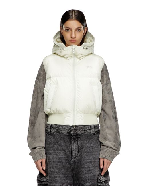 DIESEL Hooded Down Vest Gray