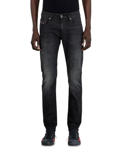 DIESEL Black Slim Jeans Regular Waist 2019 D-Strukt, /Dark, Zip Fly for men