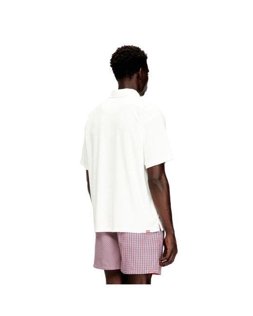 DIESEL White Towelling Cotton Polo Shirt for men