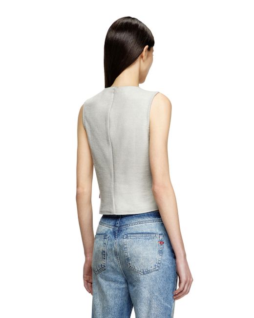 DIESEL Blue Tank Top With Distressed Front