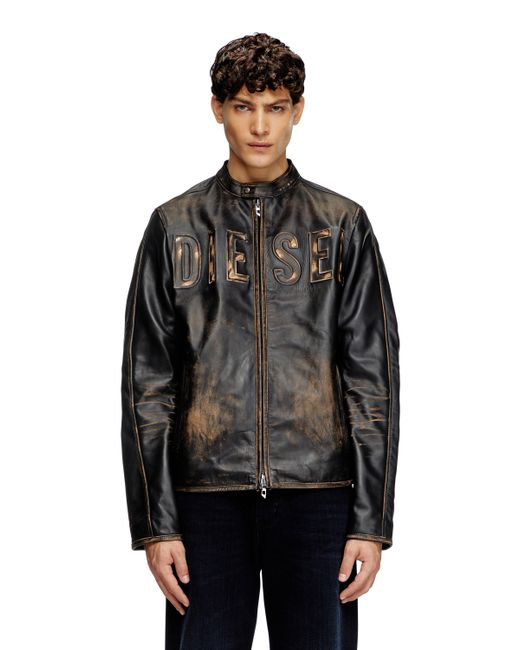 DIESEL Bikerjacke Aus Leder Mit Vielgetragenem Logo in Black für Herren