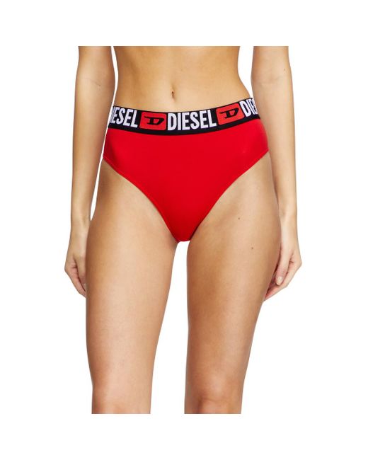 DIESEL Red Three-Pack Briefs With Maxi-Logo Waist