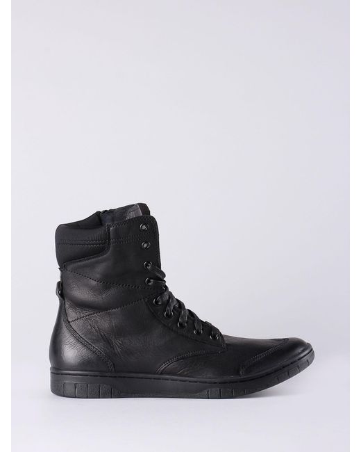 DIESEL Black S-boulevard Sneaker-boots In Leather for men