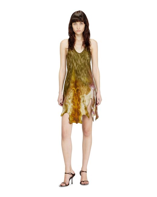 DIESEL Metallic Short Satin Dress With Hide-Effect Hem
