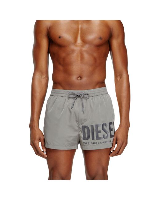 DIESEL Blue Swim Shorts With Logo Print for men