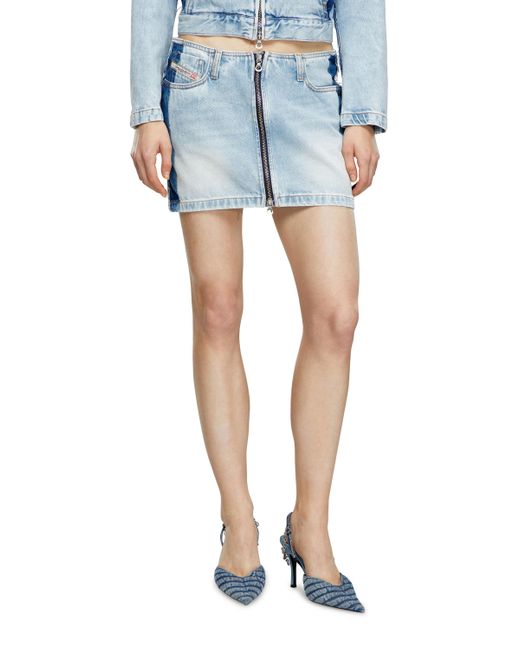 DIESEL Blue Miniskirt In Two-tone Denim
