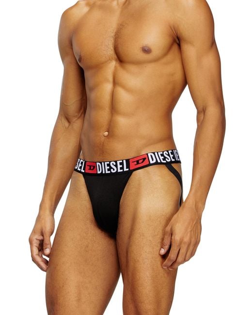 DIESEL Blue Jockstrap With All-Over Logo Waist for men