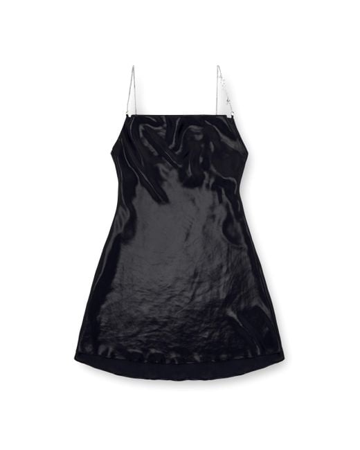 DIESEL Black Short Metallic Dress With Cowl Neck