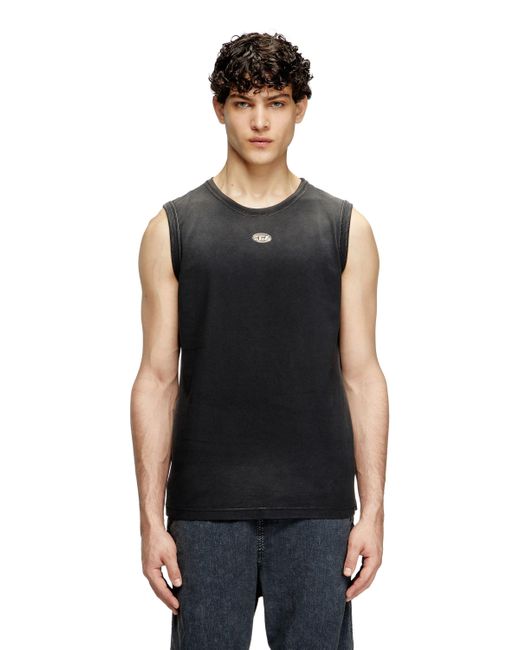 DIESEL Faded Tank Top With Cut-Out Oval D in Black for Men