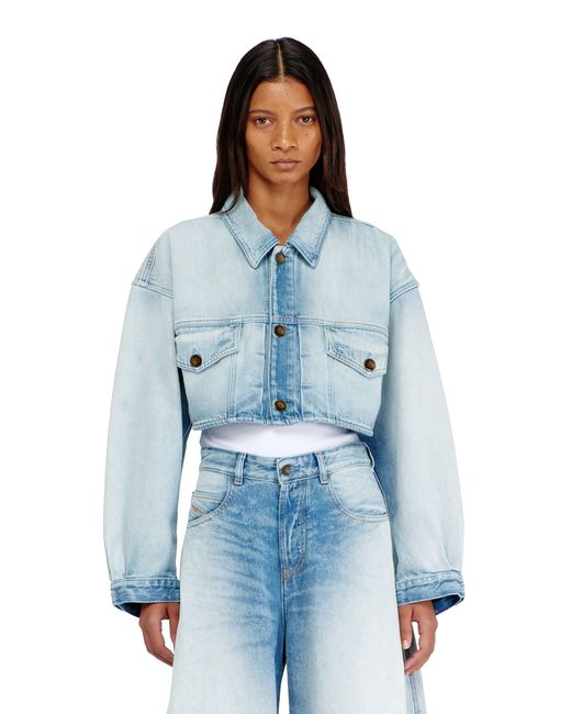 DIESEL Blue Oversized Cropped Trucker Jacket