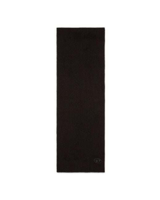 DIESEL Black Ribbed Wool-Blend Scarf