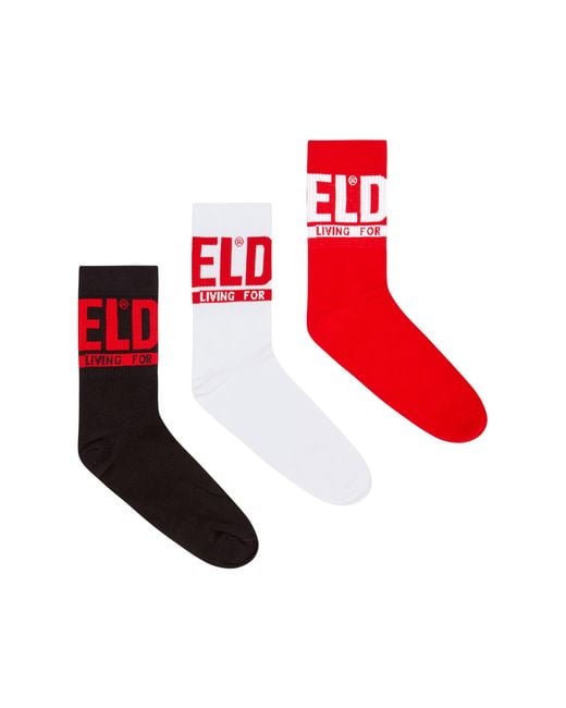 DIESEL Red Skm-Ray Socks (Pack Of Three) for men