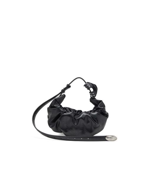 DIESEL Black Grab-d S-small Scrunched Hobo Bag In Shiny Pu