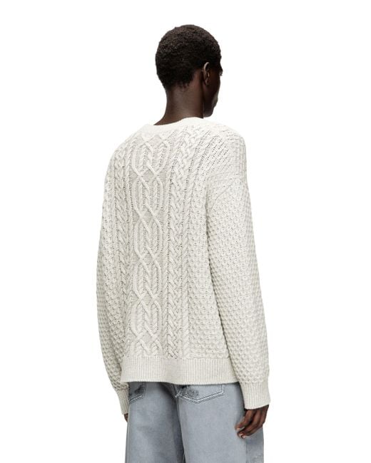 DIESEL White Cable-Knit Cardigan With Logo for men