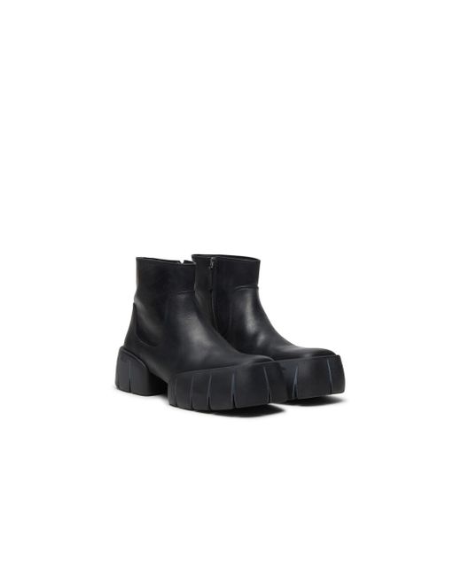 DIESEL Black D-Tex-Oiled Leather Ankle Boots With Split Sole for men