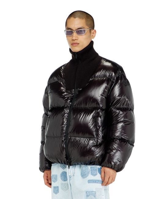 DIESEL Black Down Puffer Jacket for men