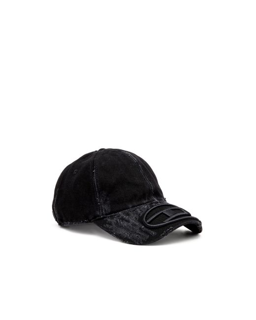 DIESEL Black Distressed Denim Baseball Cap for men