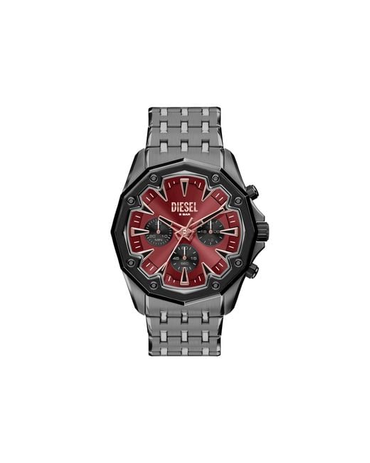 DIESEL Red Stinger Gunmetal Stainless Steel Watch for men