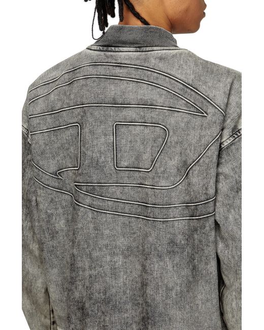 DIESEL Gray Track Denim Zip-Up Sweater With Oval D