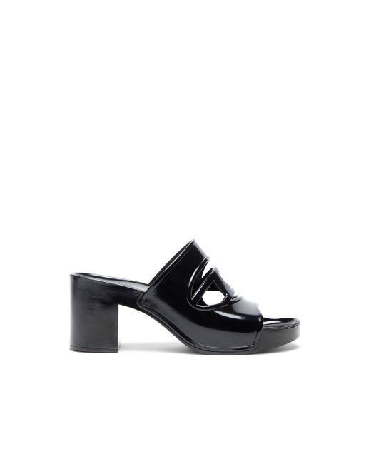 DIESEL Black Sa-Bonnie-Heeled Rubber Slides With Cut-Out Logo