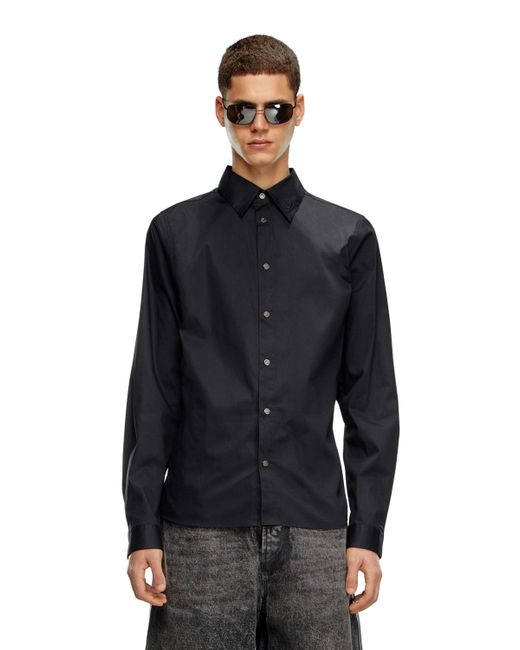 DIESEL Blue Formal Shirt With Logo-embroidered Collar for men