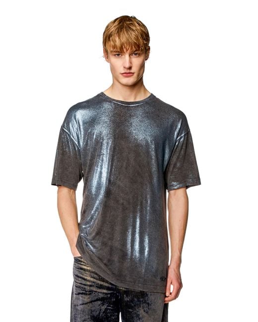 DIESEL Metallic-T-Shirt in ausgewaschener Optik in Black für Herren