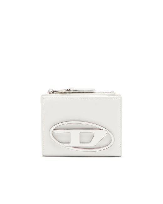 DIESEL White Small Leather Wallet With Logo Plaque