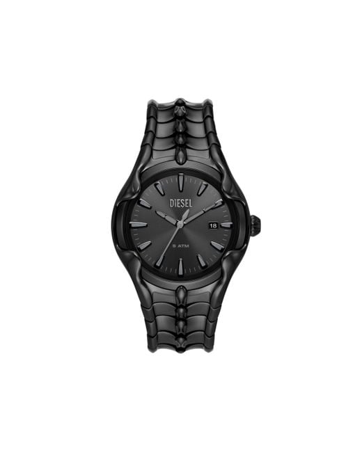 DIESEL Black Vert Three-Hand Date Stainless Steel Watch for men