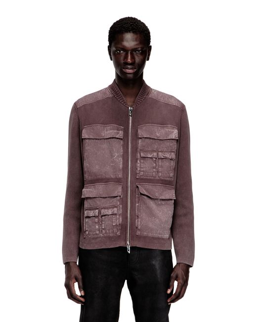 DIESEL Purple Zip-Up Cardigan With Cargo Pockets for men