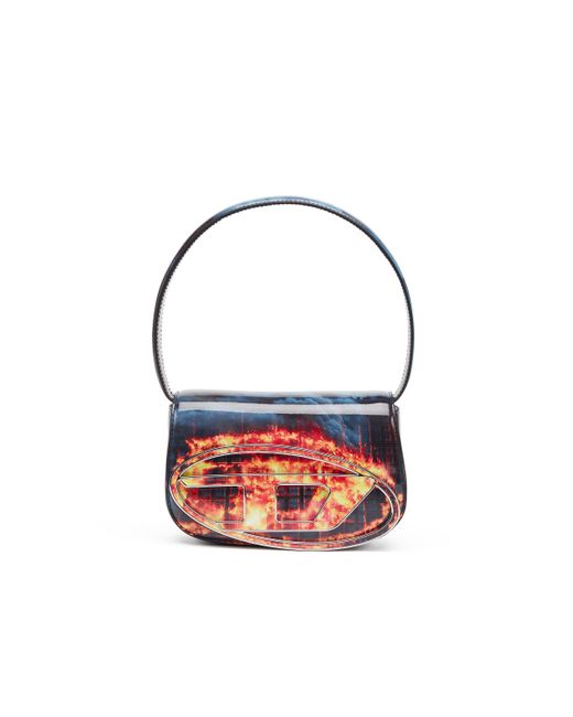 DIESEL Blue 1dr - Iconic Shoulder Bag With Fire Print - Shoulder Bags - Woman - Multicolor