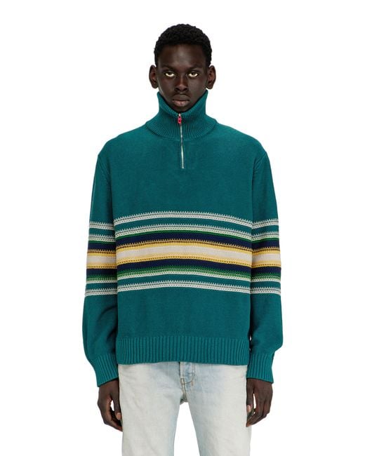 DIESEL Green Cotton Jumper With Turtle Neck for men