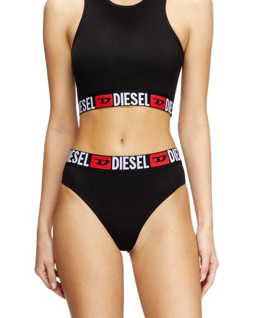 DIESEL Black Three-Pack Briefs With Maxi-Logo Waist