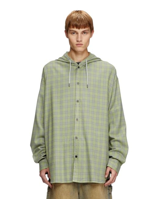メンズ DIESEL フード付きシャツ Green