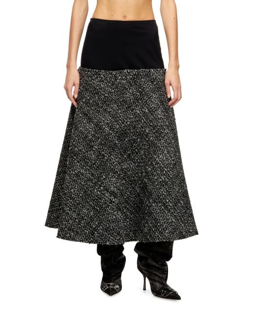 DIESEL Black Bouclé Skirt With Stretch Waist