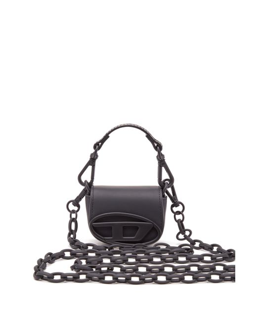 DIESEL Black Iconic Micro Bag Charm In Matte Leather