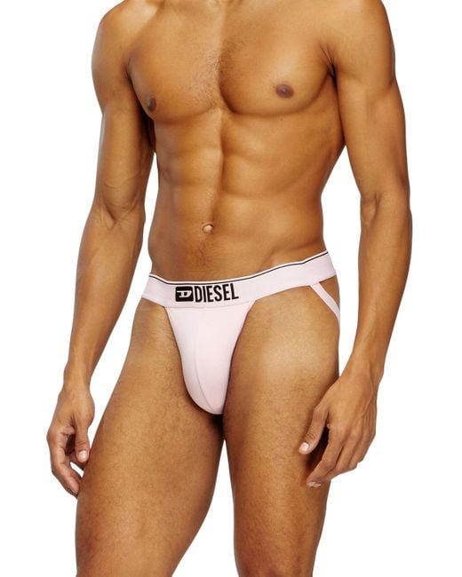 DIESEL Blue Three-pack Jockstraps With Front Logo for men