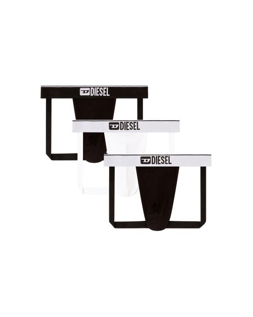 DIESEL White Three-pack Jockstraps With Front Logo for men