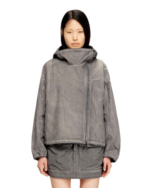 DIESEL Gray Hooded Windbreaker