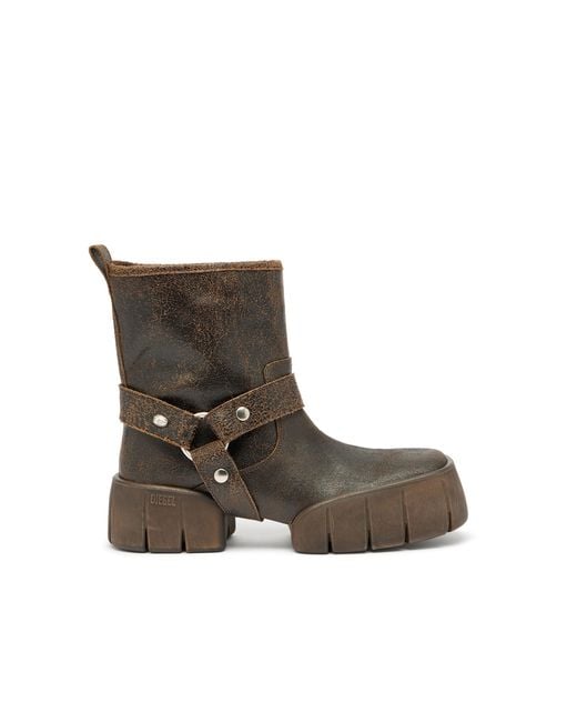 DIESEL Brown D-Tex-Biker Boot for men