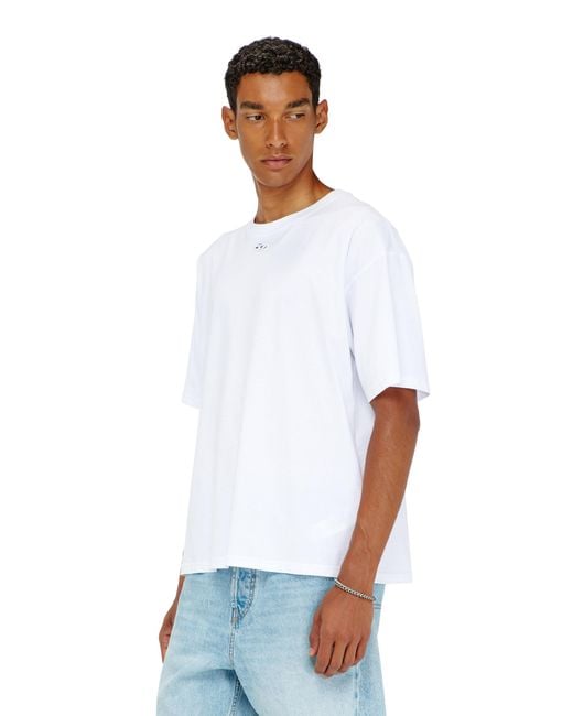 DIESEL White Relaxed Cotton T-Shirt With Oval D Embroidery for men