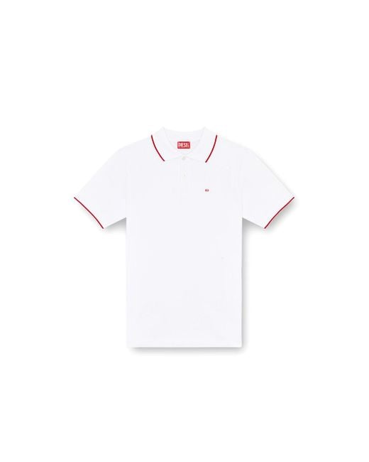 DIESEL White Polo Shirt With Micro Embroidery for men